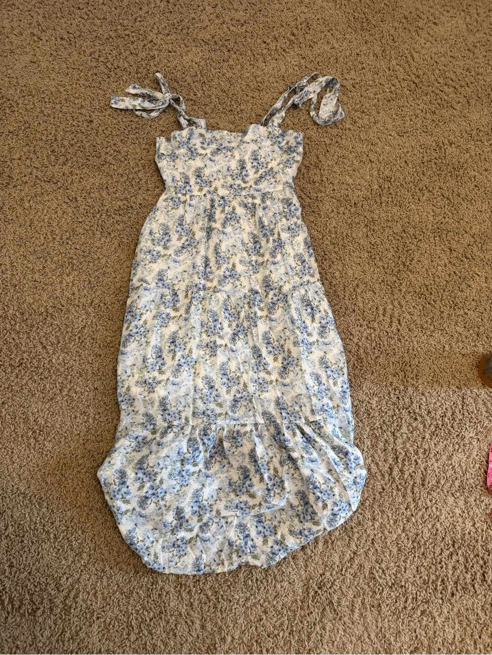 Altar'd State White and Blue Floral Tie-Shoulder Sundress